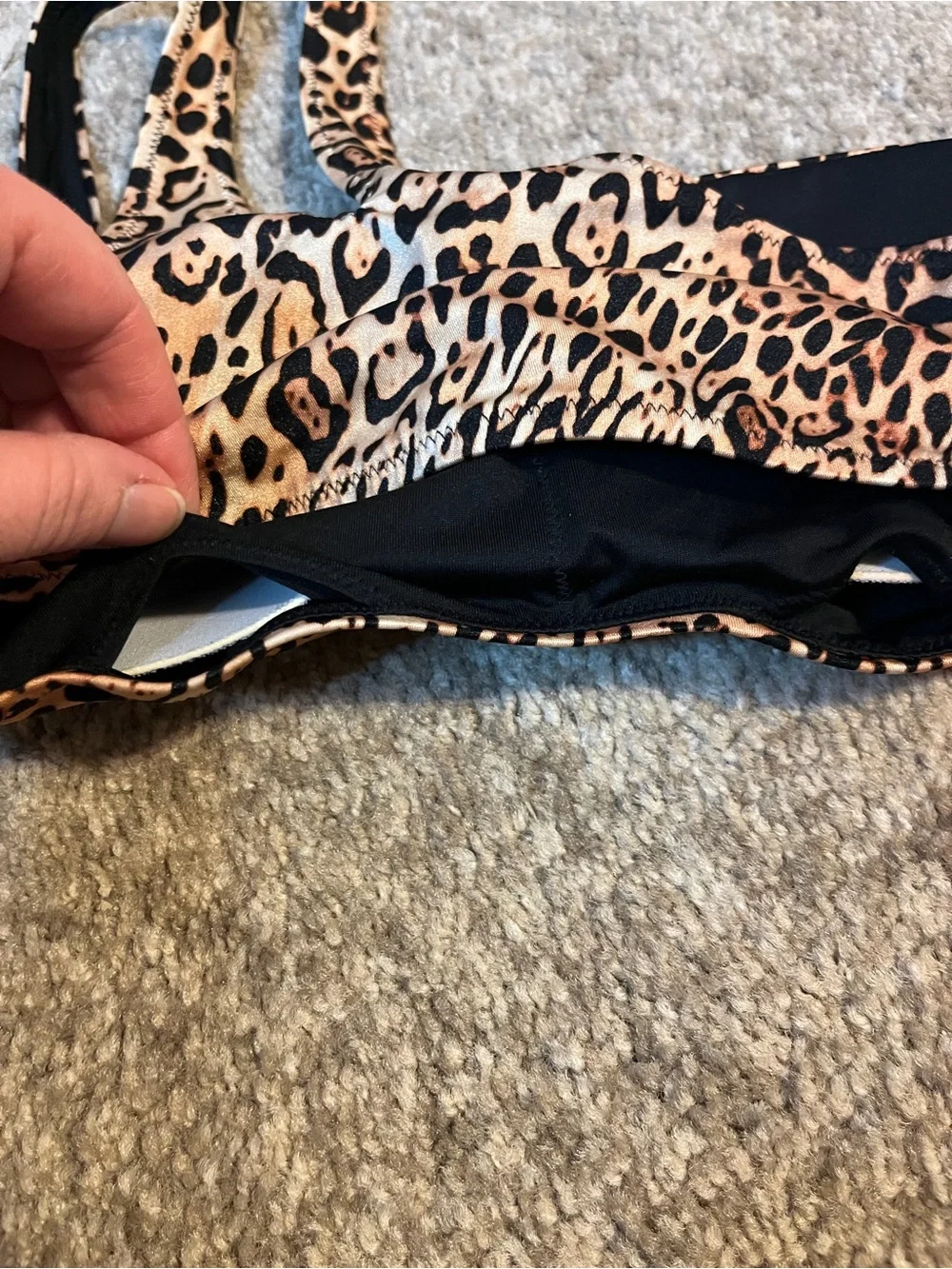 Victoria's Secret Leopard Print Bikini Top - Black & Brown